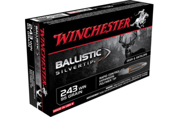opplanet winchester ballistic silvertip 243 winchester 95 grain rapid expansion polymer tip brass cased centerfire rifle ammo 20 rounds sbst243a main