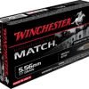 opplanet winchester match 5 56x45mm nato 77 grain boat tail hollow point centerfire rifle ammo 20 rounds s556m main